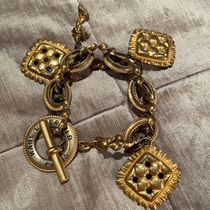 Rare Vintage 80’s Karl Lagerfeld Gold Toggle Bracelet